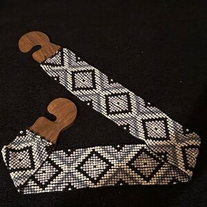 Black and White Beaded Women's Belt